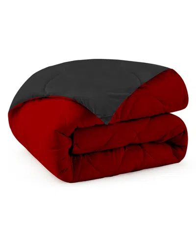 Unikome Lightweight Reversible Quilted Down Alternative Comforter, King In Red