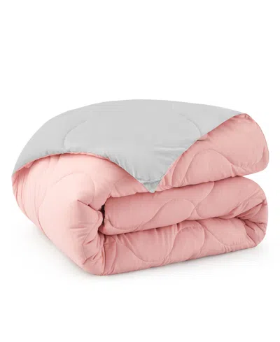Unikome Lightweight Reversible Quilted Down Alternative Comforter, King In Pink