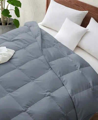 Unikome Lightweight White Goose Down Feather Fiber Comforter, Full/queen In Dark Gray