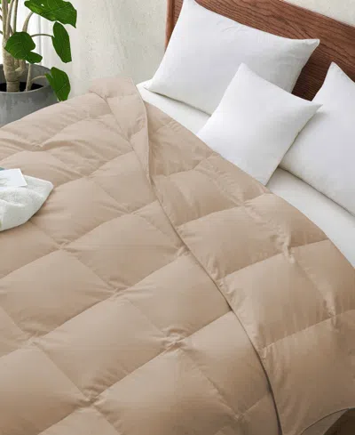 Unikome Lightweight White Goose Down Feather Fiber Comforter, California King In Khaki