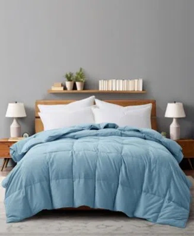 Unikome Lightweight White Goose Down Feather Fiber Comforter In Blue