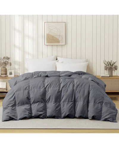 Unikome Lightweight White Goose Feather Fiber Comforter Duvet Insert In Gray