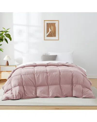 Unikome Lightweight White Goose Feather Fiber Comforter Duvet Insert In Pink