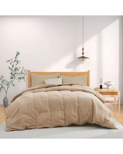 Unikome Lightweight White Goose Feather Fiber Comforter Duvet Insert In Brown