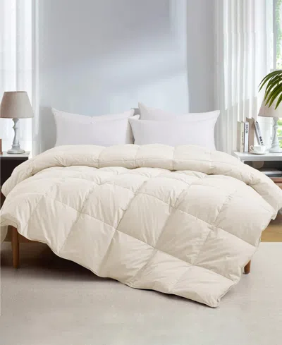 Unikome Luxurious Comfort Cotton Goose Down Feather Comforter, Full/queen In Off-white