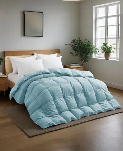 Unikome Luxury Goose Feather Comforter, Full/queen In Blue