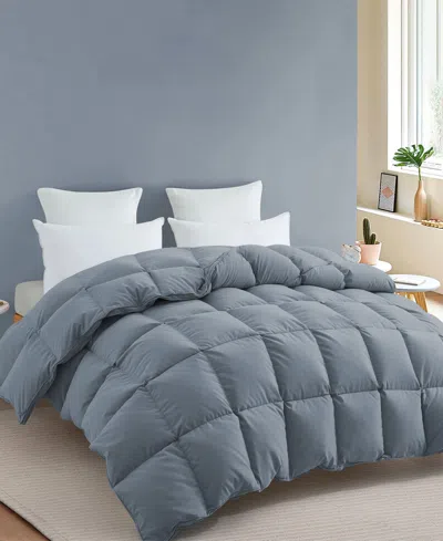 Unikome Medium Warmth Goose Feather Down Fiber Comforter, California King In Dark Gray