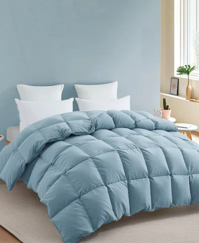 Unikome Medium Warmth Goose Feather Down Fiber Comforter, Full/queen In Blue