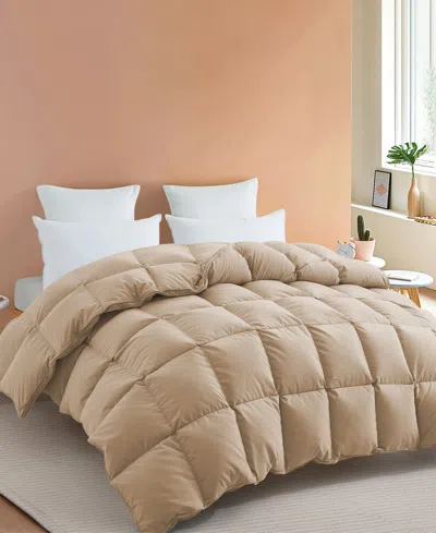 Unikome Medium Warmth Goose Feather Down Fiber Comforter, California King In Khaki