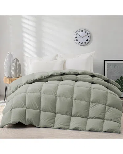Unikome Medium Warmth White Goose Down & Feather Fiber Comforter For Better  Sleep In Green