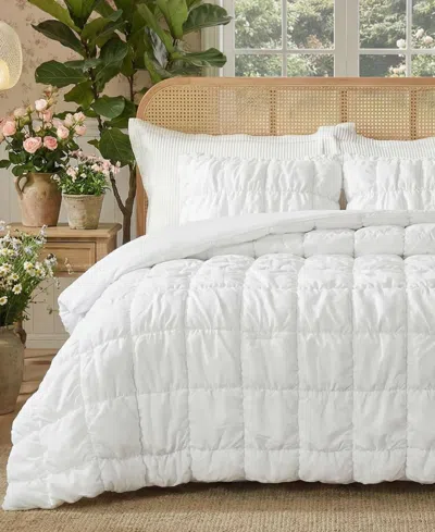 Unikome Modern Style Pintuck All Season Comforter, Twin In White