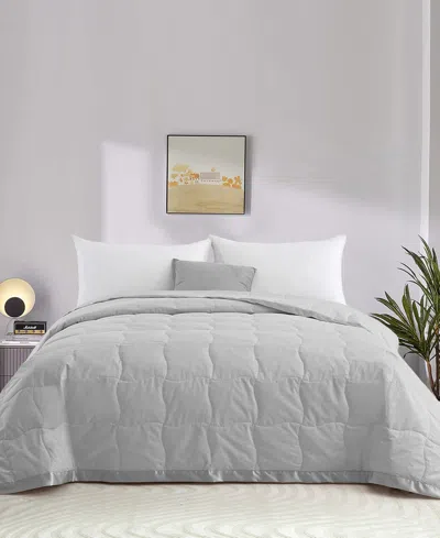 Unikome Oversized Lightweight Satin Trim Feather And Down Blanket, Full/queen In Gray