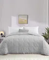 Unikome Oversized Lightweight Satin Trim Feather And Down Blanket, Full/queen In Gray