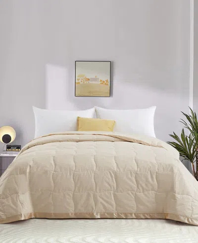 Unikome Oversized Lightweight Satin Trim Feather And Down Blanket, Full/queen In White