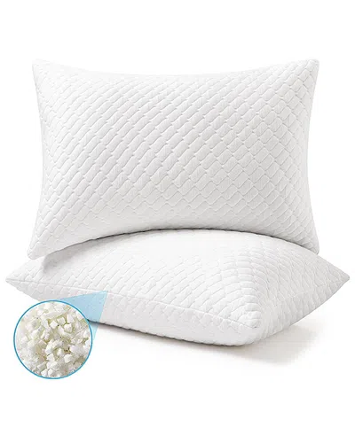 Unikome Pack Of 2 Adjustable Density Shredded Memory Foam Bed Pillows In White