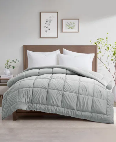 Unikome Plush Velet Quilted Down Alternative Comforter, Full/queen In Gray