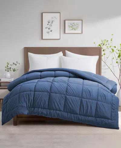 Unikome Plush Velet Quilted Down Alternative Comforter, Full/queen In Navy