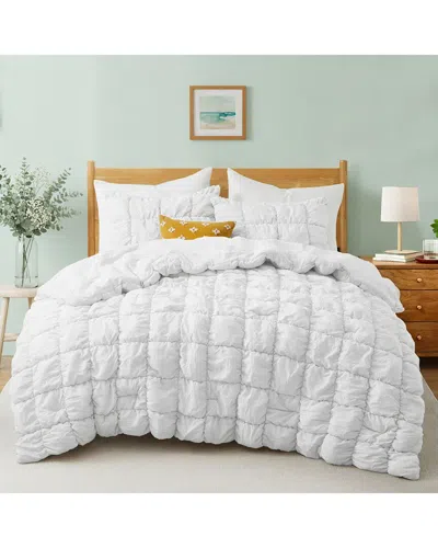 Unikome Puff Quilting Comforter Set In White