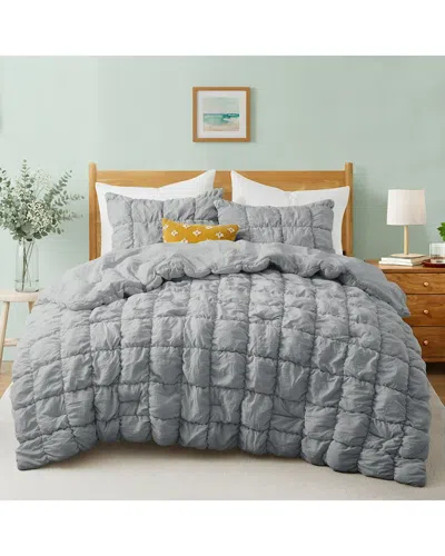 Unikome Puff Quilting Comforter Set In Gray