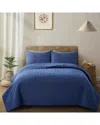Unikome Quilted Reversible Coverlet Set In Navy