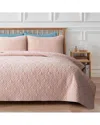 Unikome Quilted Reversible Coverlet Set In Pink