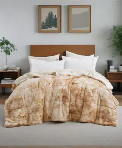 Unikome Reversible Medium Weight Plush Faux Fur Comforter In Black
