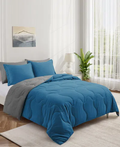 Unikome Reversible Soft Brushed Down Alternative Blanket, Queen In Blue