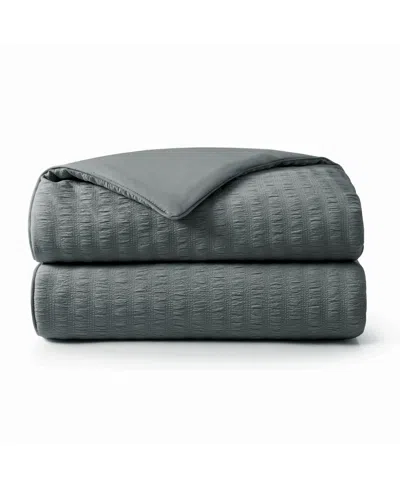 Unikome Seersucker Cooling Reversible Blanket, Full/queen In Gray