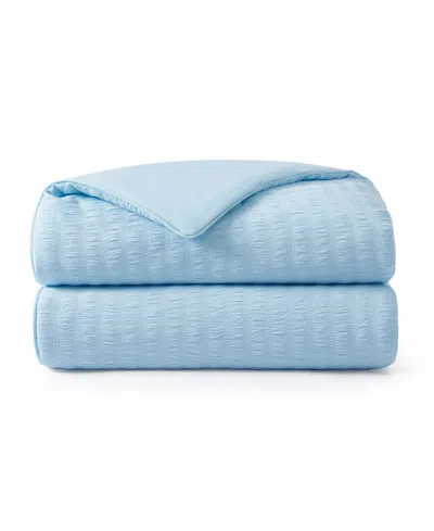Unikome Seersucker Cooling Reversible Blanket, King In Blue