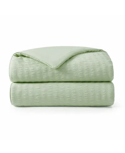 Unikome Seersucker Cooling Reversible Blanket, King In Green