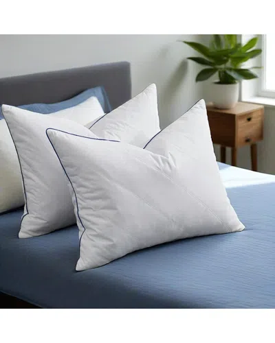 Unikome Set Of 2 Goose Feather Bed Pillows With Quilted Covers In White