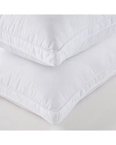Unikome Set Of 2 Gusseted Premium Goose Feather Pillows With Quilted Cover In White