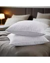 Unikome Set Of 2 Medium-firm Goose Feather Bed Pillows With Quilted Cover
