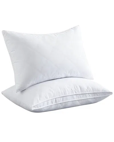 Unikome Set Of 2 Oval Gusseted Premium Goose Feather Pillows With Quilted  Cover In Multi