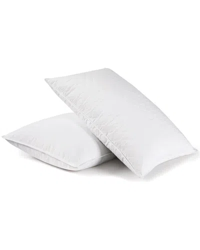 Unikome Set Of 2 Quilted Feather Pillows With Covers In White