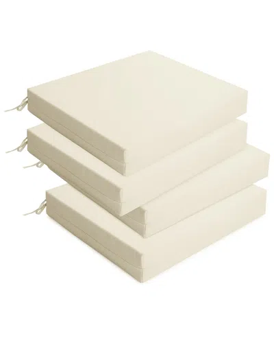 Unikome Set Of 4 Solid Water-resistant Outdoor Patio Seat Cushion In Beige