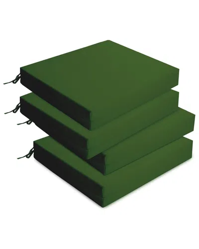 Unikome Set Of 4 Solid Water-resistant Outdoor Patio Seat Cushion In Green
