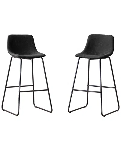 Unikome Set Of Two 30in Upholstered Counter Height Bar Stools With Footrest