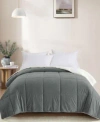 Unikome Sherpa Reversible Comforters In Dark Gray