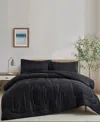 Unikome Silky Satin Down Alternative 3 Piece Comforter Set, Full/queen In Black