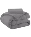 Unikome Silky Satin Down Alternative 3 Piece Comforter Set, Full/queen In Gray