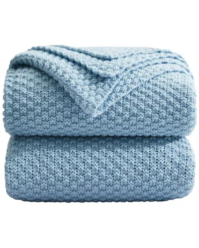 Unikome Soft Knit Throw Blanket In Blue