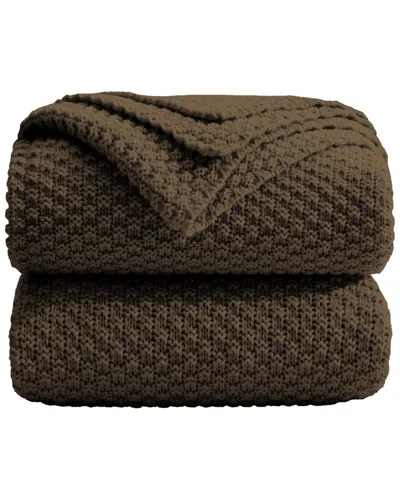 Unikome Soft Knit Throw Blanket In Brown