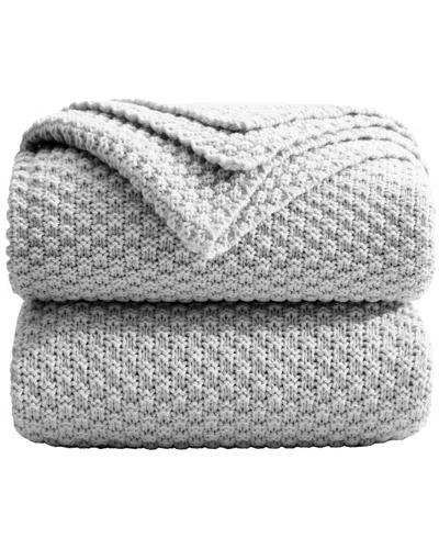 Unikome Soft Knit Throw Blanket In Grey