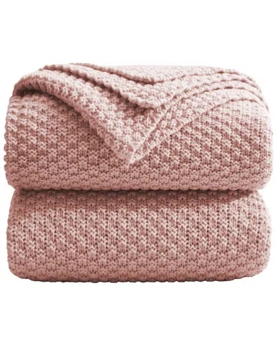Unikome Soft Knit Throw Blanket In Pink