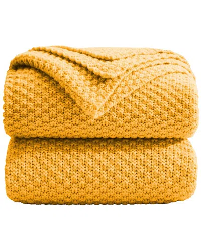 Unikome Soft Knit Throw Blanket In Yellow