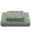 Unikome Soft Solid Clipped Jacquard Duvet Cover Set In Green