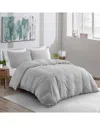 Unikome Soft Solid Clipped Jacquard Duvet Cover Set In Light Gray, Diamond Quilted In Gray