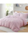 Unikome Soft Solid Clipped Jacquard Duvet Cover Set In Light Pink, Wave Quilted In Pink
