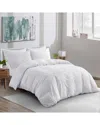 Unikome Soft Solid Clipped Jacquard Duvet Cover Set In White, Diamond Quilted In White